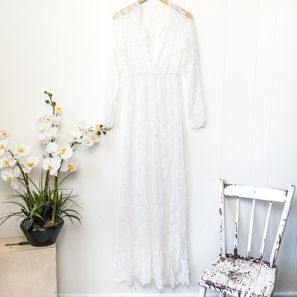 Deep V-Neck Lace Dress - Picture 2 of 8